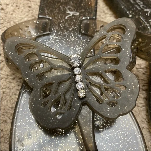 COACH Elegant plastic Black Butterfly Sandals with rhinestones size 7 - Picture 5 of 5